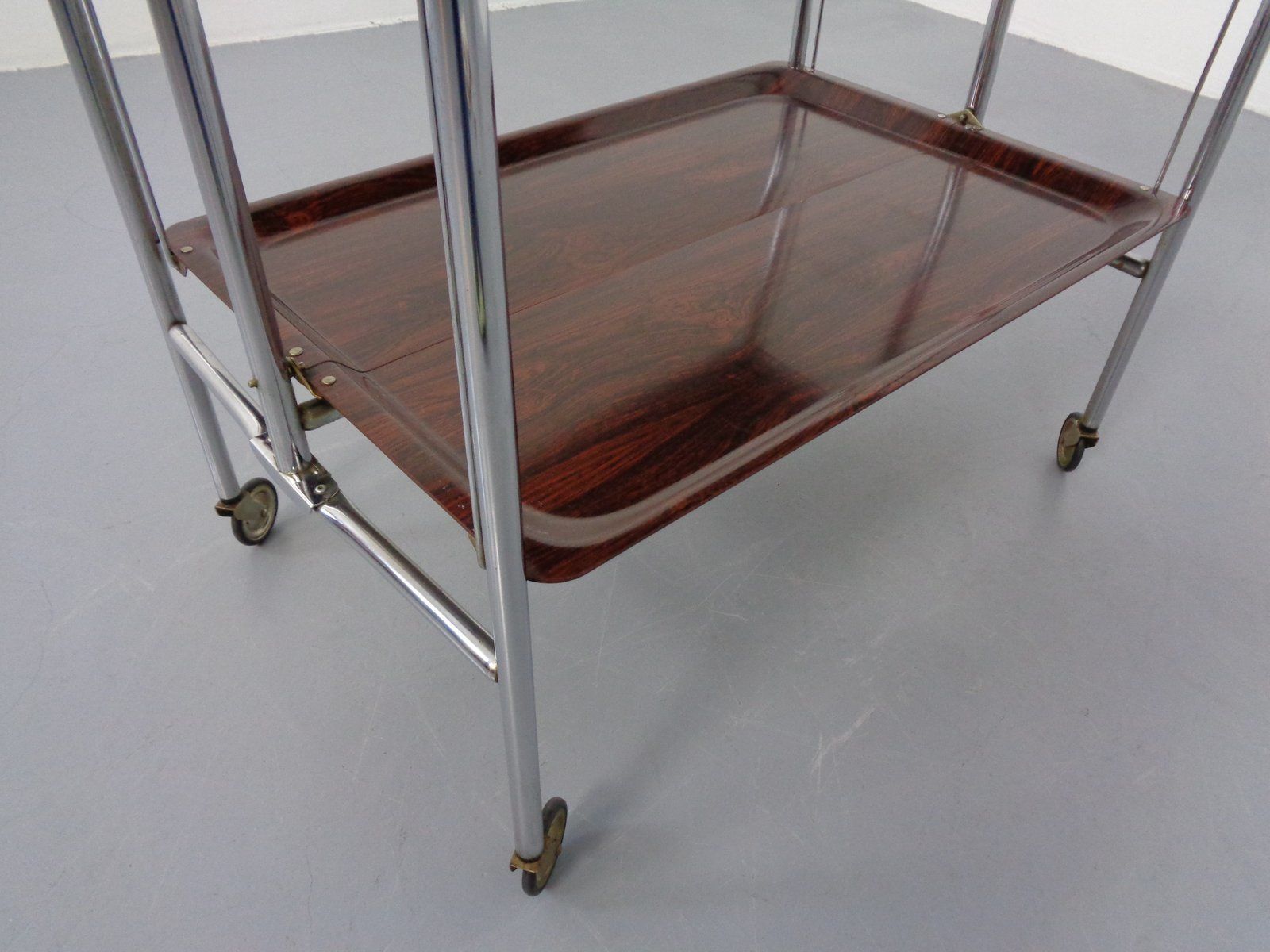 photo vintage Vintage Optic Rosewood Pressalit Tea Cart 1970s