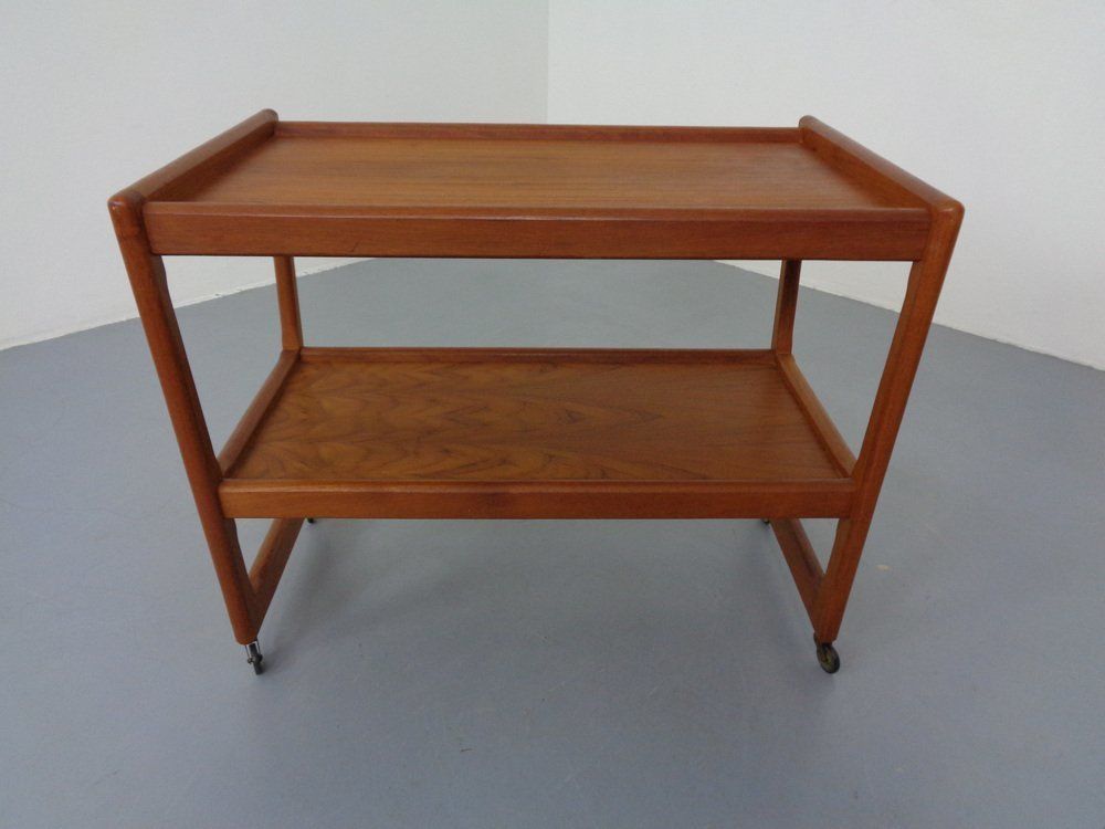 Teak Bar Cart By Holger Georg Jensen For Kubus, Denmark, 1960s photo for sale