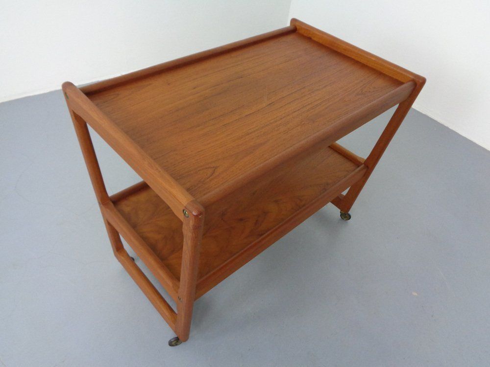 Furniture Teak Bar Cart By Holger Georg Jensen For Kubus, Denmark, 1960s photo