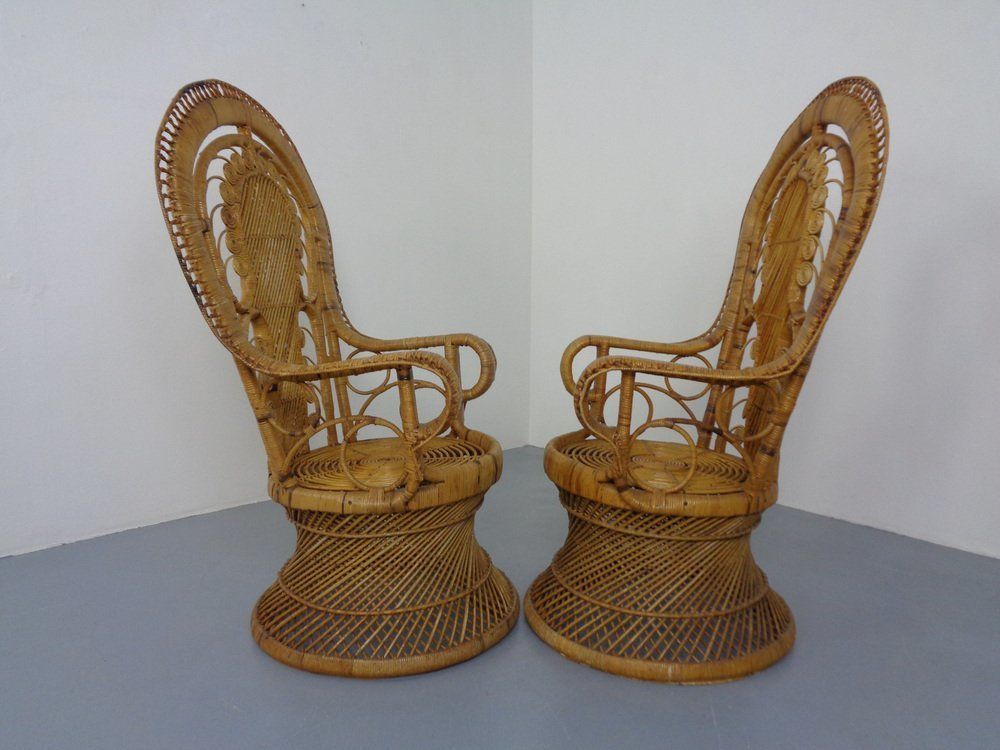 Furniture French Peacock Chairs & Table, 1960s, Set Of 3 photo