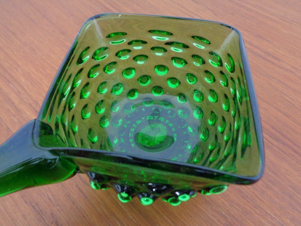 photo furniture Italian Green Bubble Glass Vases & Bowl By Empoli, Set Of 3, 1960s