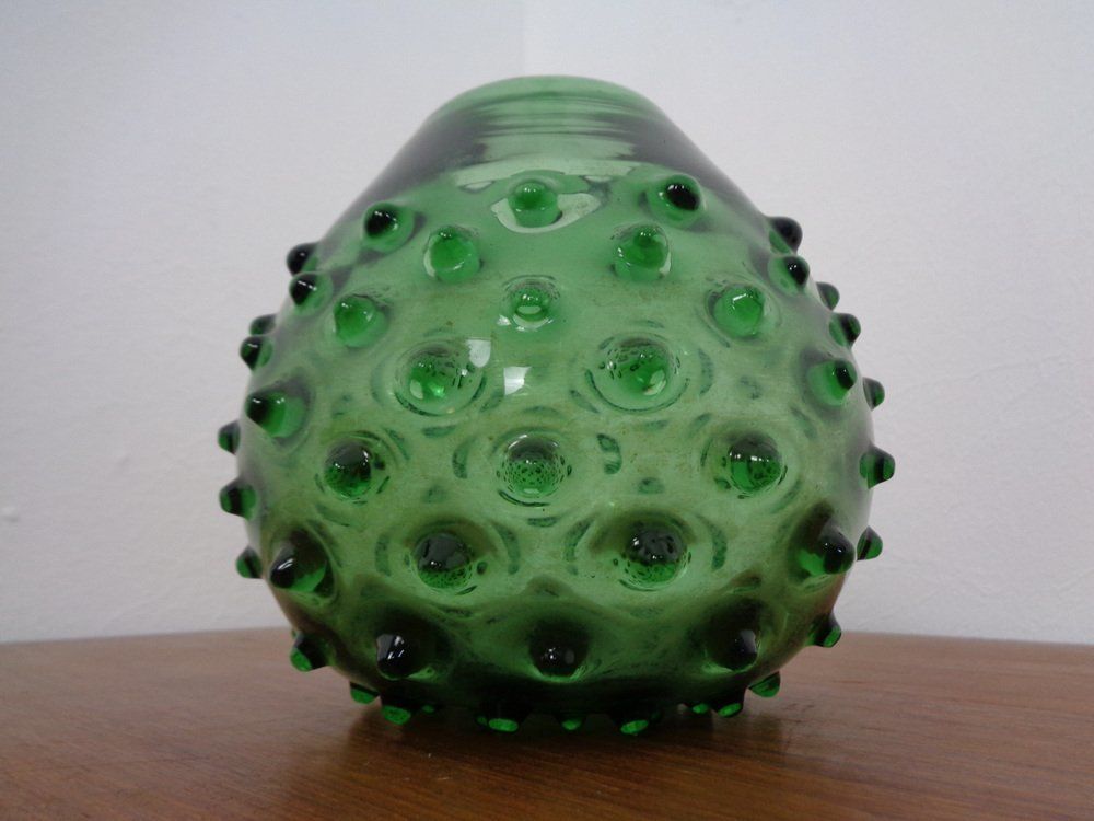 photo buy Italian Green Bubble Glass Vases & Bowl By Empoli, Set Of 3, 1960s