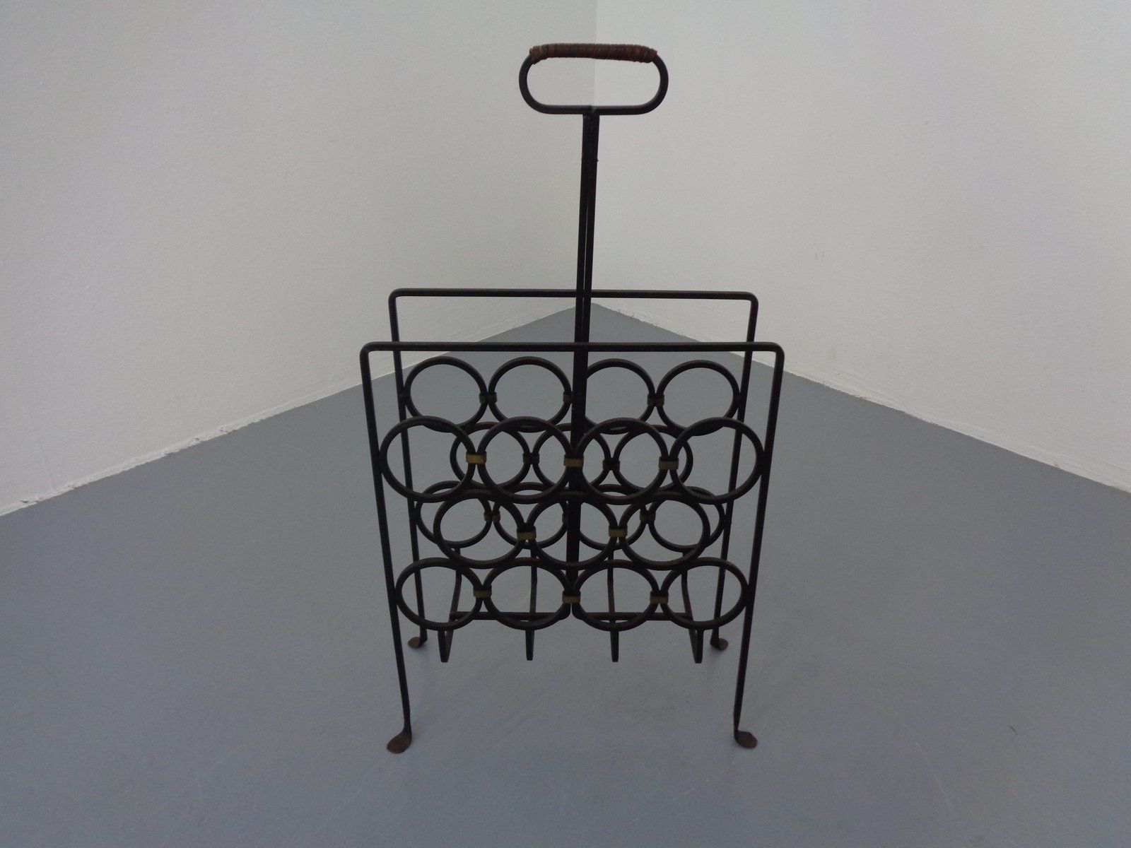 Brutalist Iron Magazine Rack And Candleholder, 1960s, Set Of 2 photo Home Decor