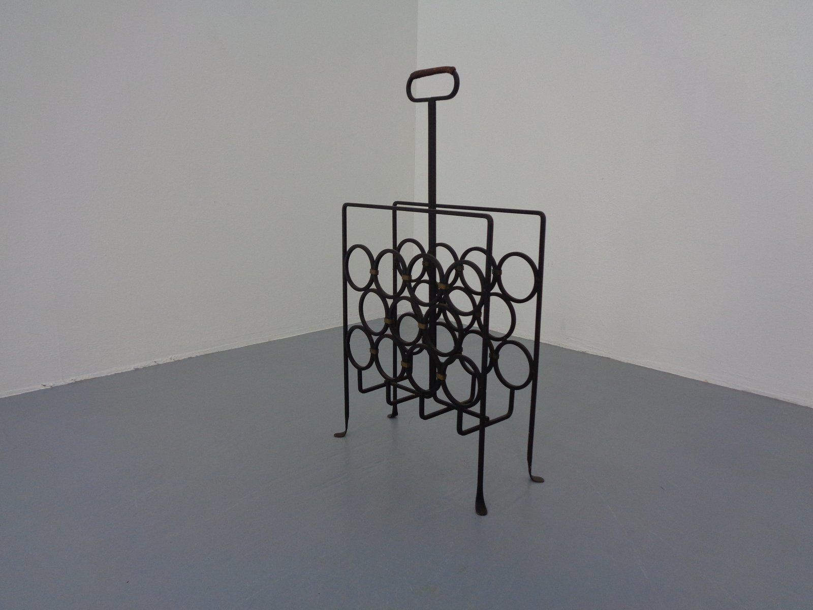 Brutalist Iron Magazine Rack And Candleholder, 1960s, Set Of 2 photo 298.0