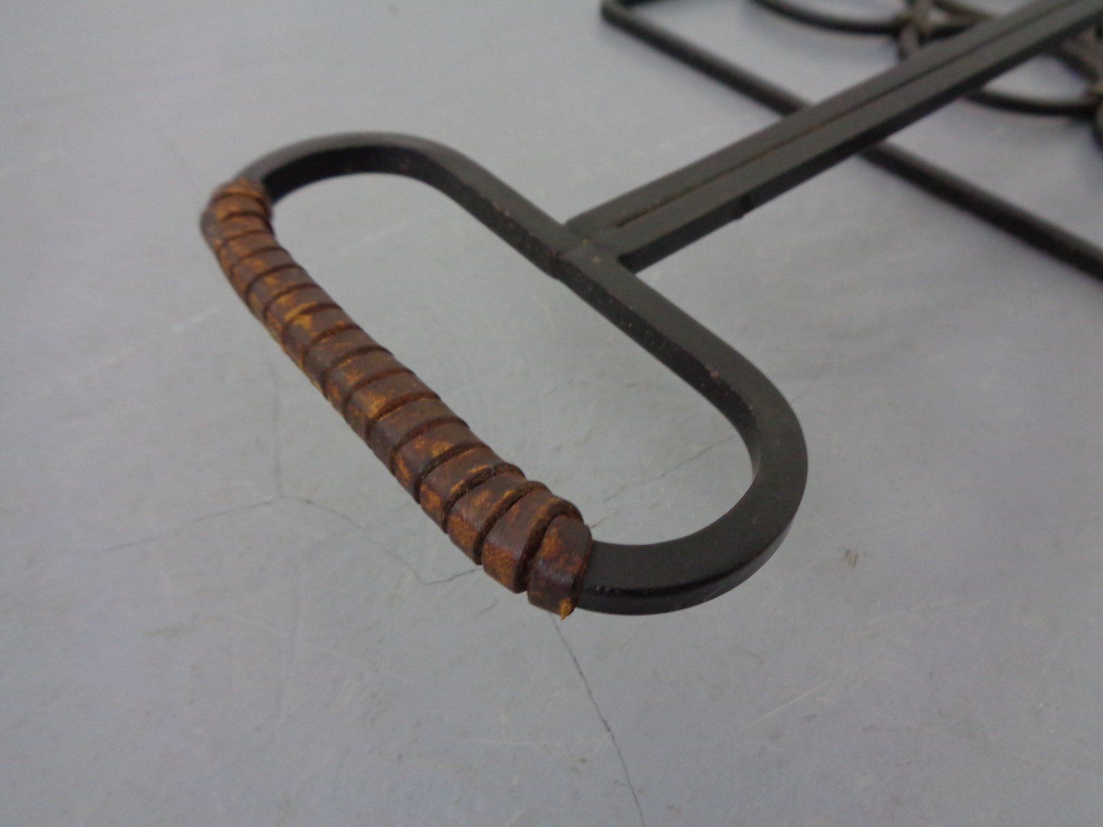 photo for sale Brutalist Iron Magazine Rack And Candleholder, 1960s, Set Of 2