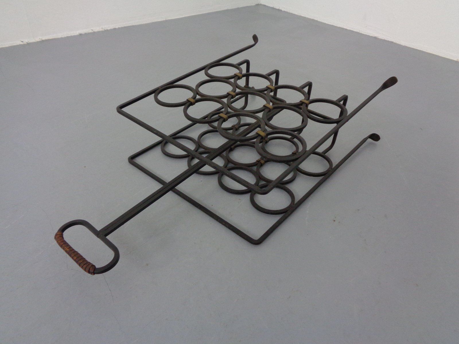 photo vinterior Brutalist Iron Magazine Rack And Candleholder, 1960s, Set Of 2