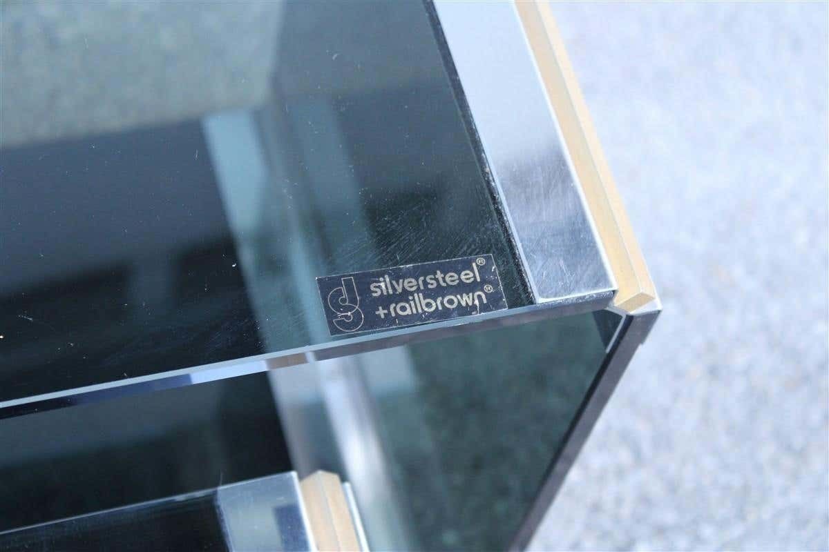 Stackable Tables Stildomus 1970s Italian Glass Steel And Brass Argent Gold Rega photo for sale