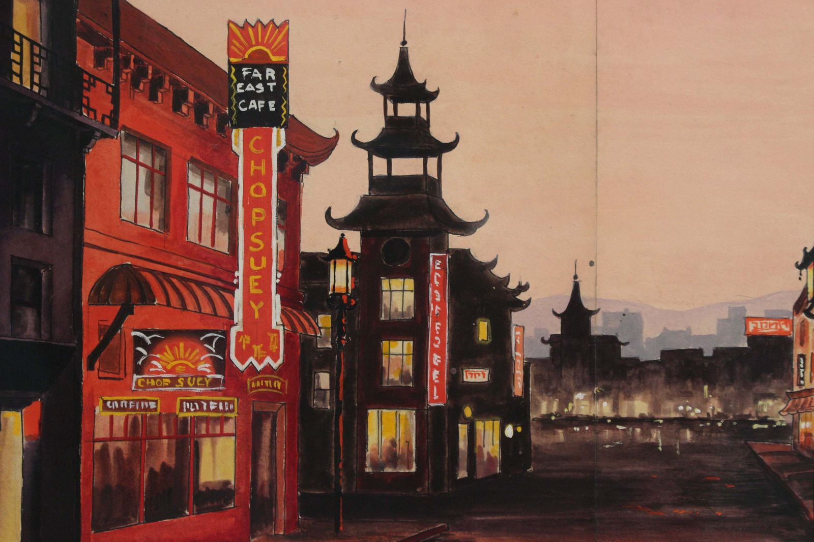 photo for sale Chinatown San Francisco At Twilight, French School Circa 1950s
