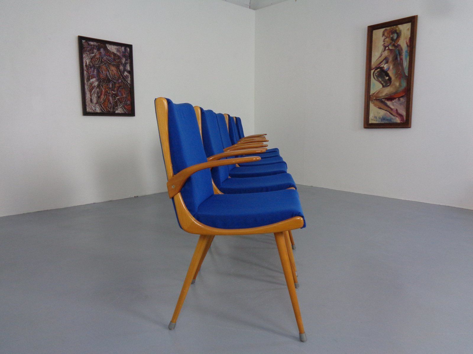 Mid Century German Boomerang Armchairs In Cherrywood, Set Of 6 photo vinterior