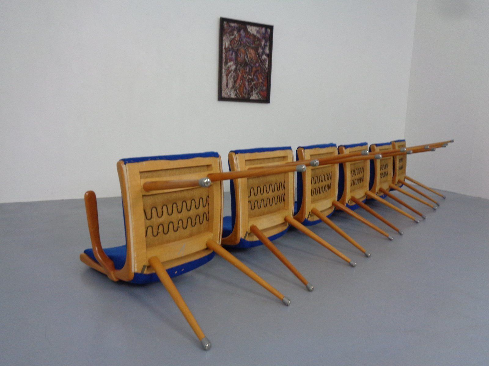 photo for sale Mid Century German Boomerang Armchairs In Cherrywood, Set Of 6