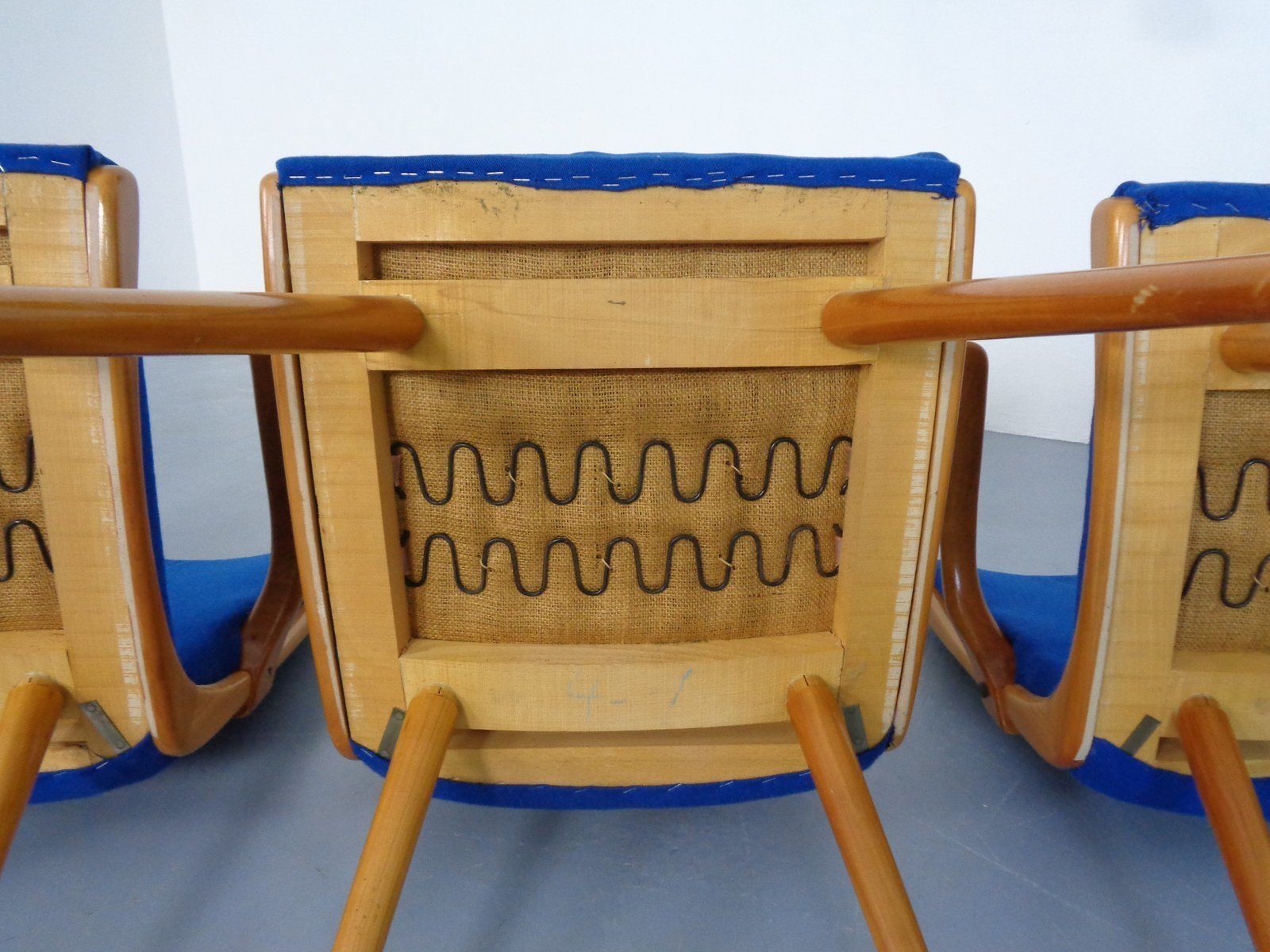Furniture Mid Century German Boomerang Armchairs In Cherrywood, Set Of 6 photo