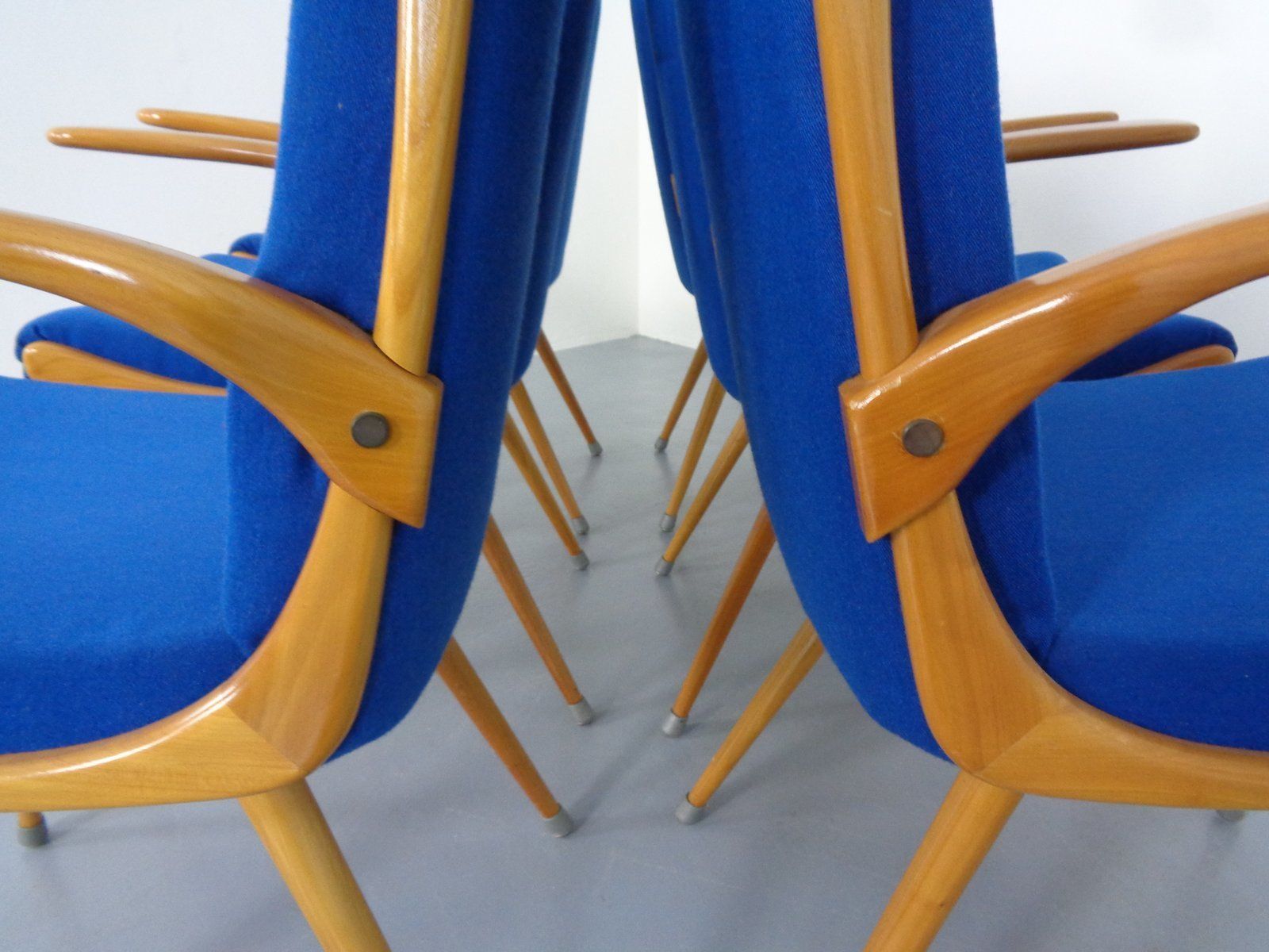 2058.0 Mid Century German Boomerang Armchairs In Cherrywood, Set Of 6 photo