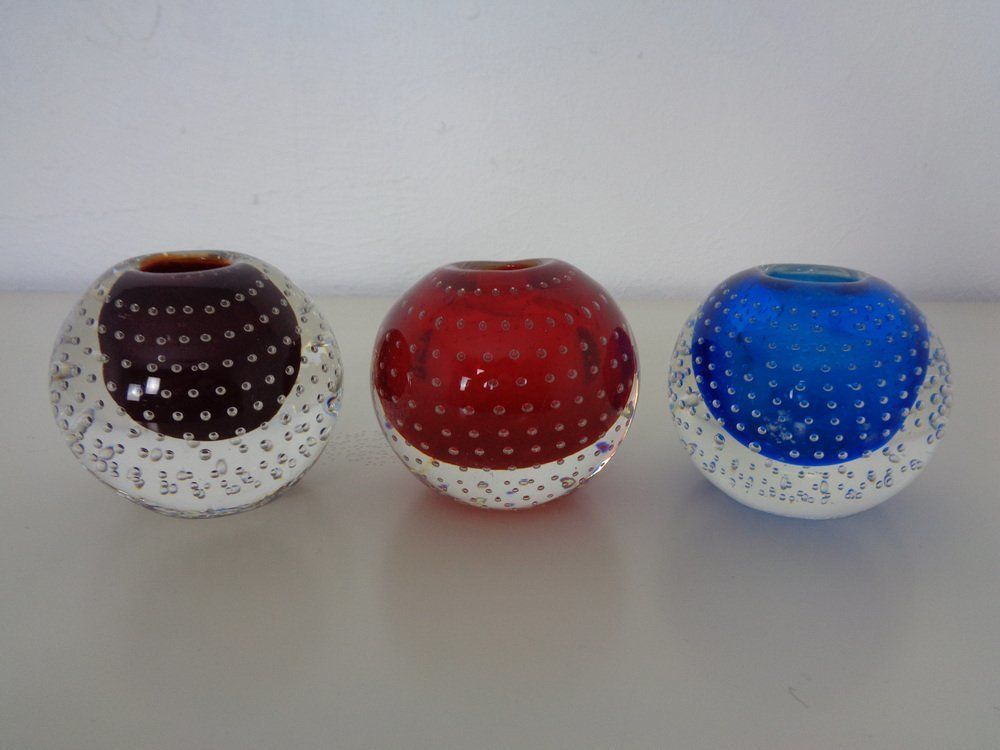 Italian Candleholders In Murano Glass, 1950s, Set Of 3