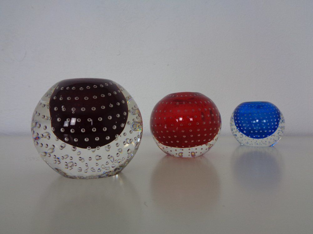 Italian Candleholders In Murano Glass, 1950s, Set Of 3 photo for sale