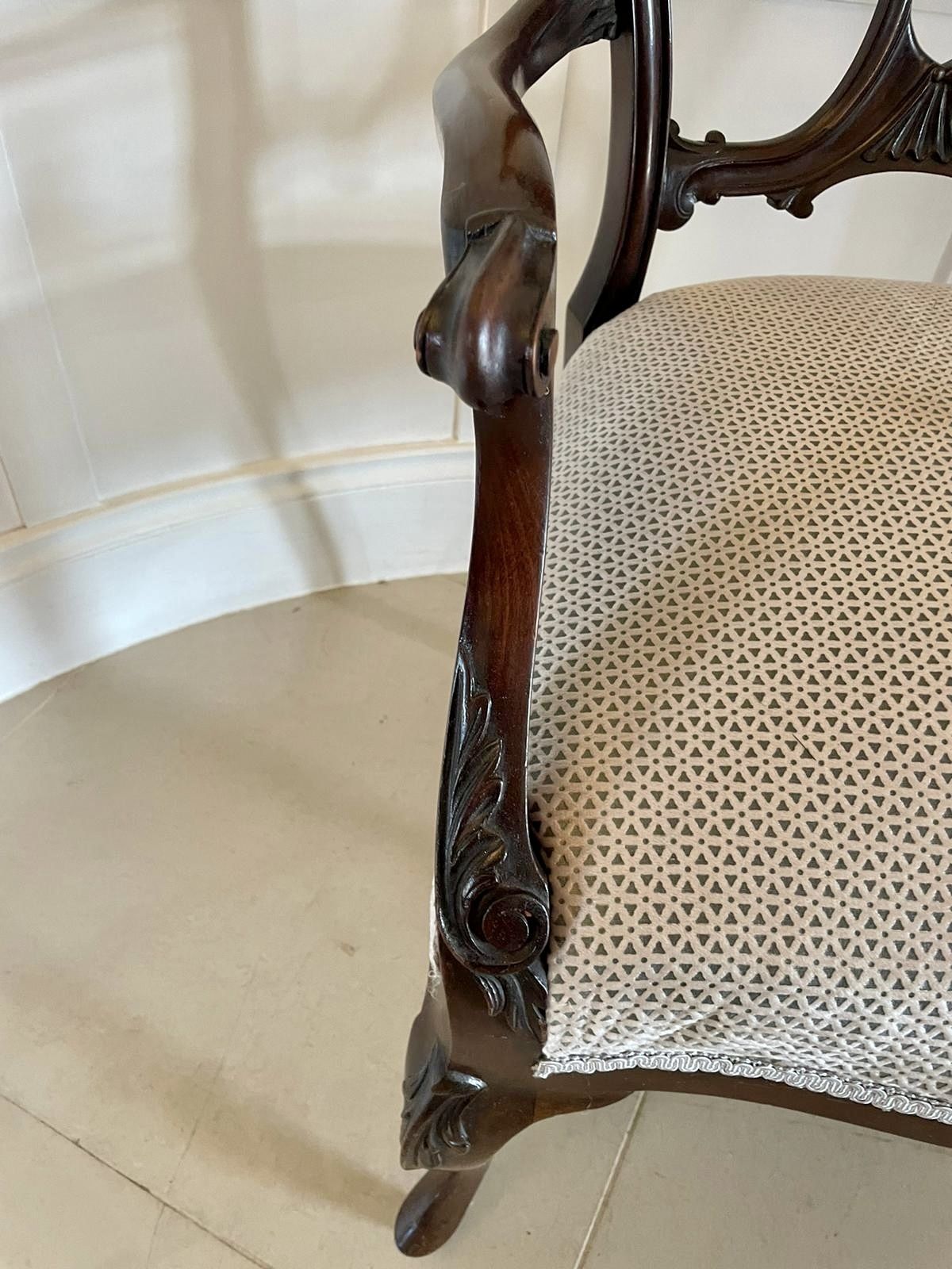 Fine Quality Antique Mahogany Carved Desk Chair photo vinterior