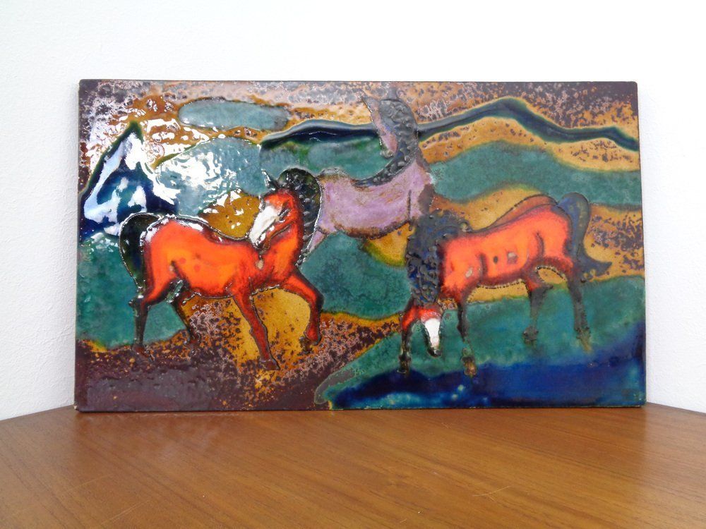 Vintage Ceramic 772 Plate With Horses From Ruscha, 1970s