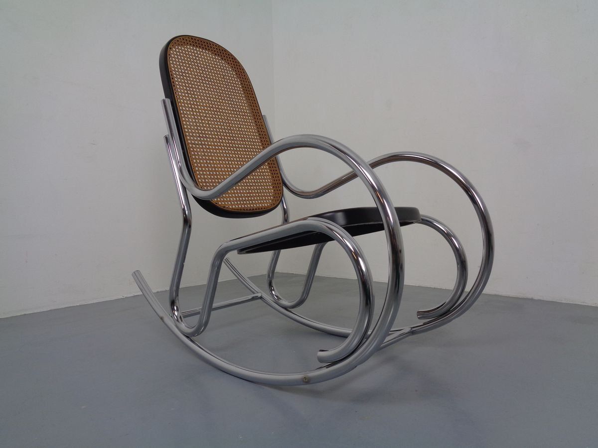 Mid Century Tubular Steel & Mesh Rocking Chair, 1960s photo Furniture