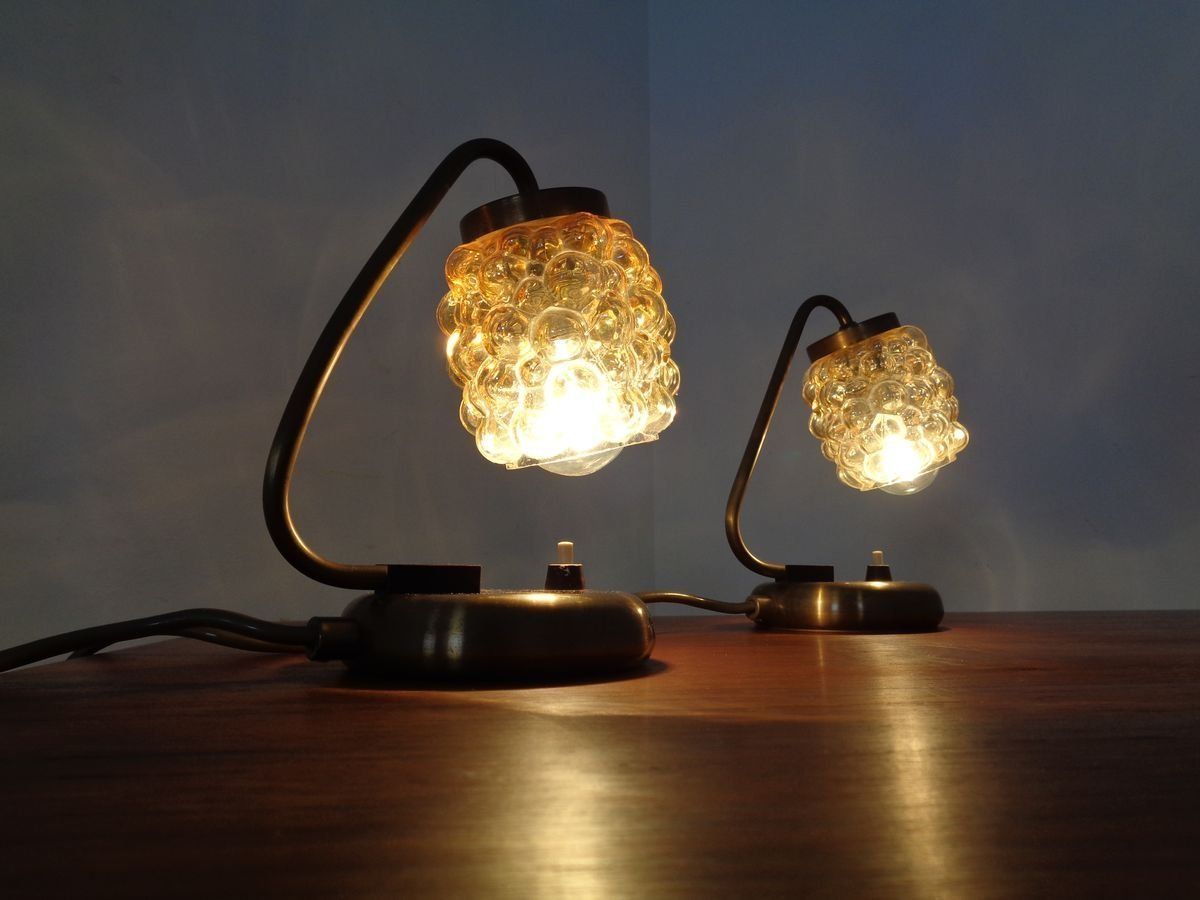 Amber Bubble Table Lamps By Richard Essig For Saku Leuchten, 1960s, Set Of 2 photo for sale