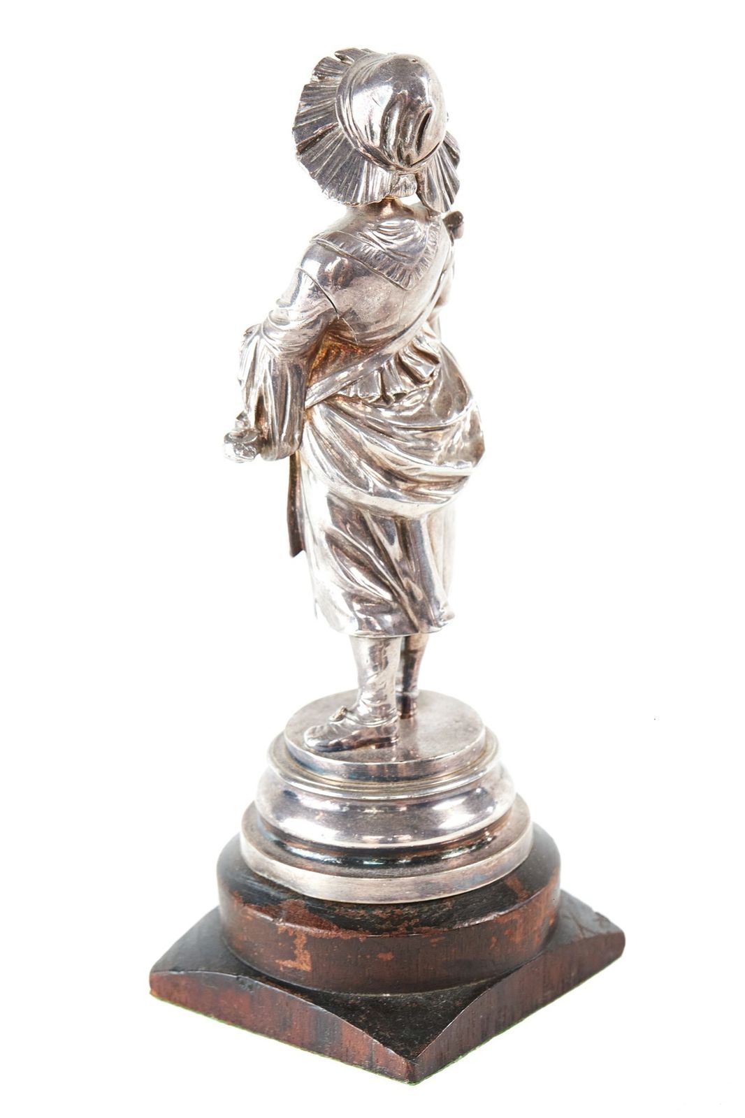 Edwardian Silver Plated Girl Musician Figure Playing The Hurdi Gurdi photo Home Decor