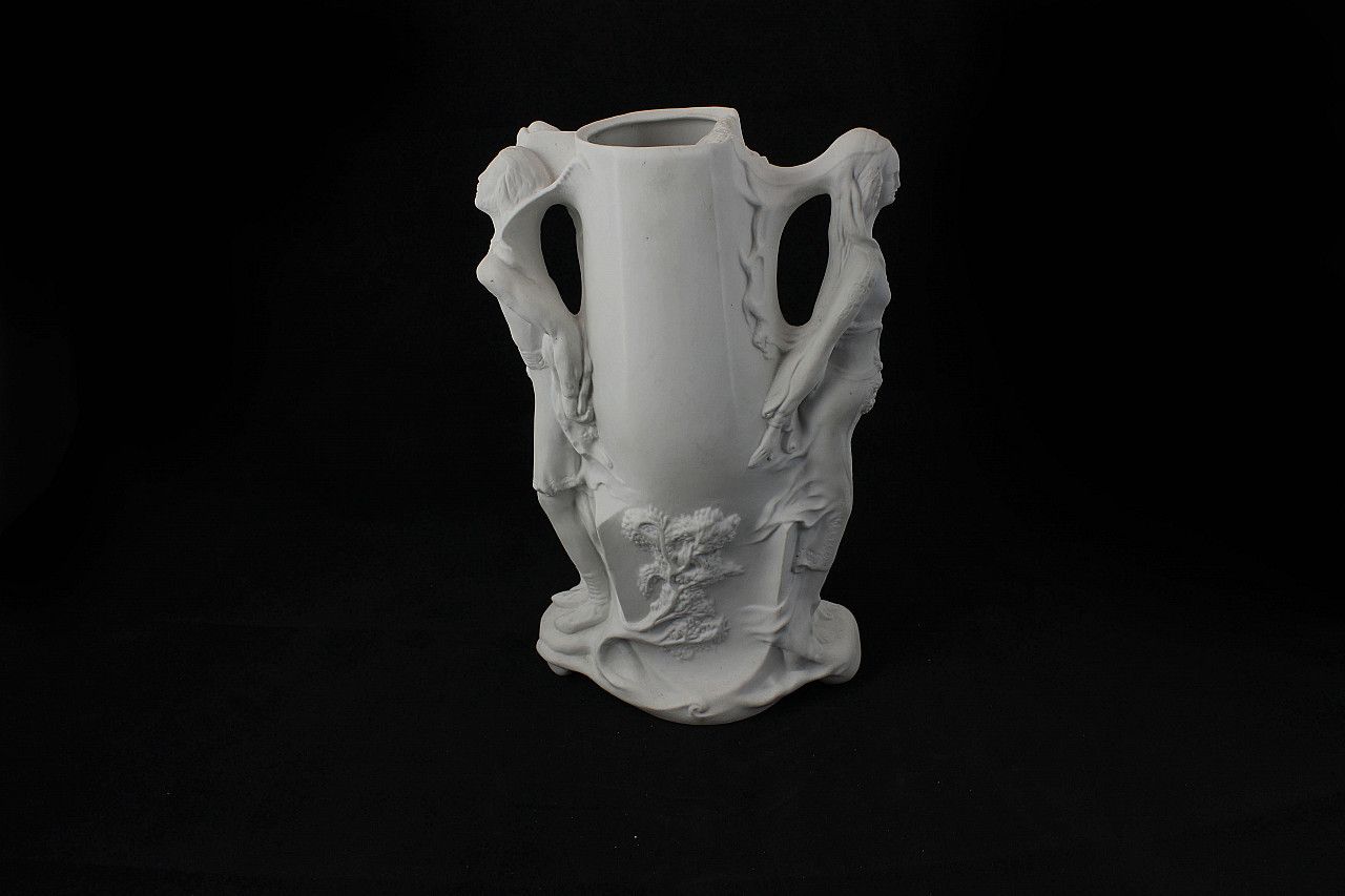 Biscuit Porcelain Vase With Male And Female Figures, Late 19th Century photo furniture