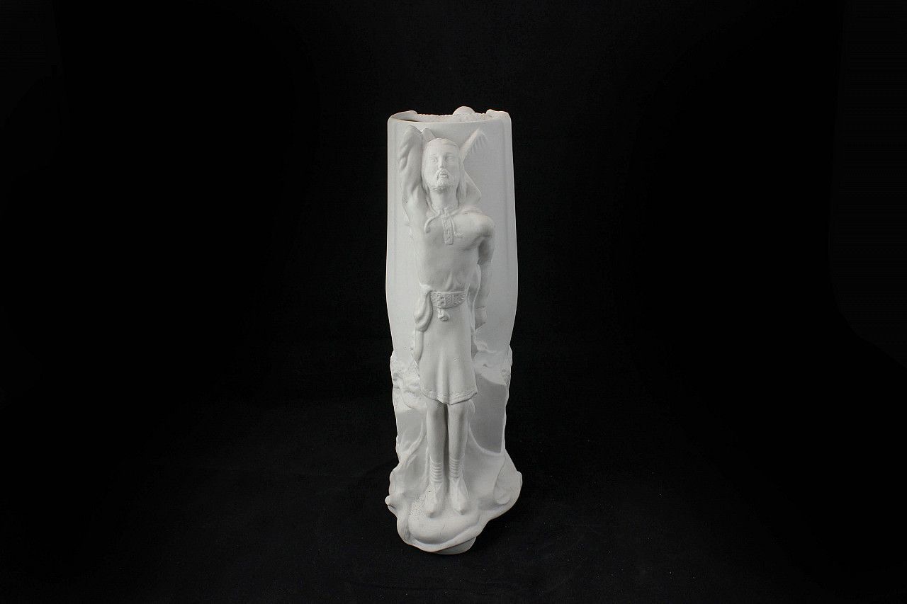 Biscuit Porcelain Vase With Male And Female Figures, Late 19th Century photo Home Decor