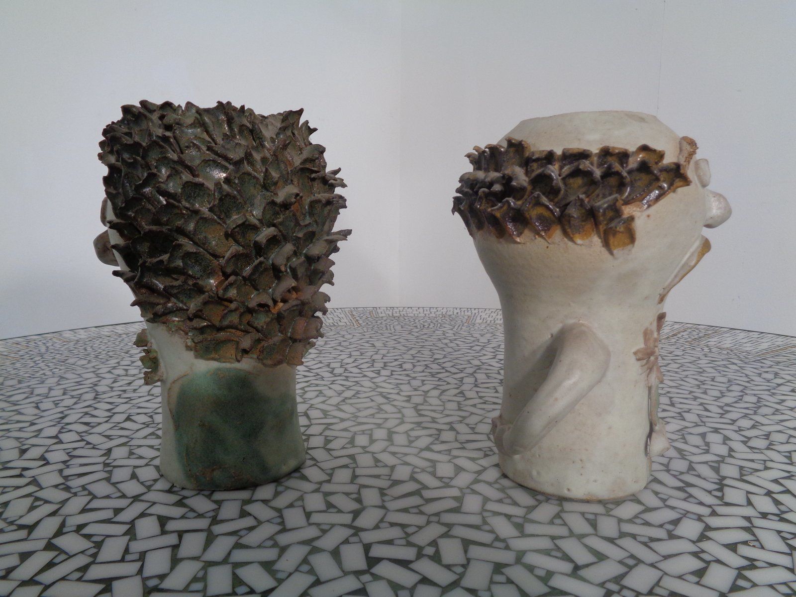 photo for sale Danish Studio Ceramic Woman And Man Vases  1960s  Set Of 2