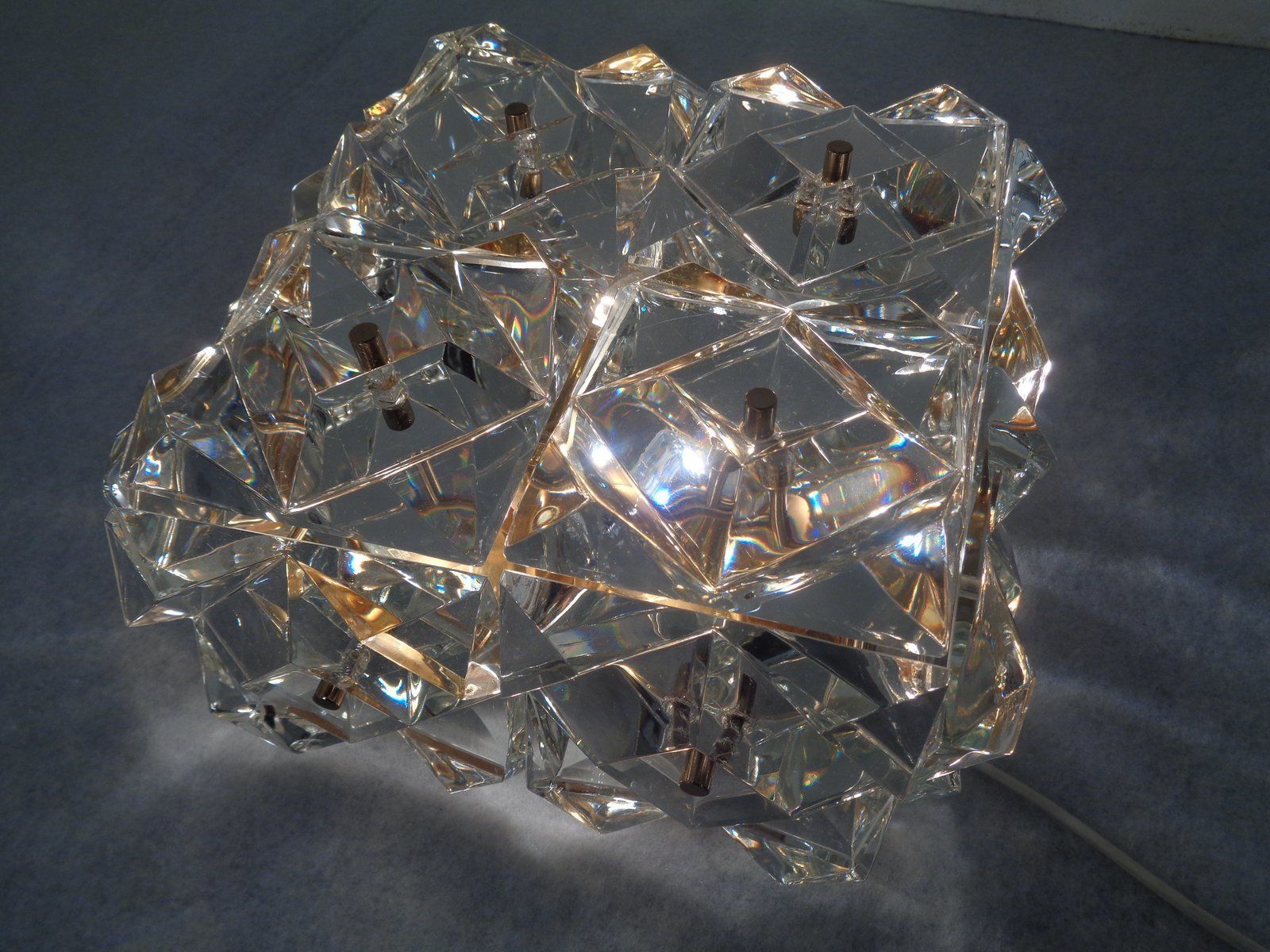 Gold Plated And Crystal Glass Flush Mount Light From Kinkeldey  1970s photo furniture