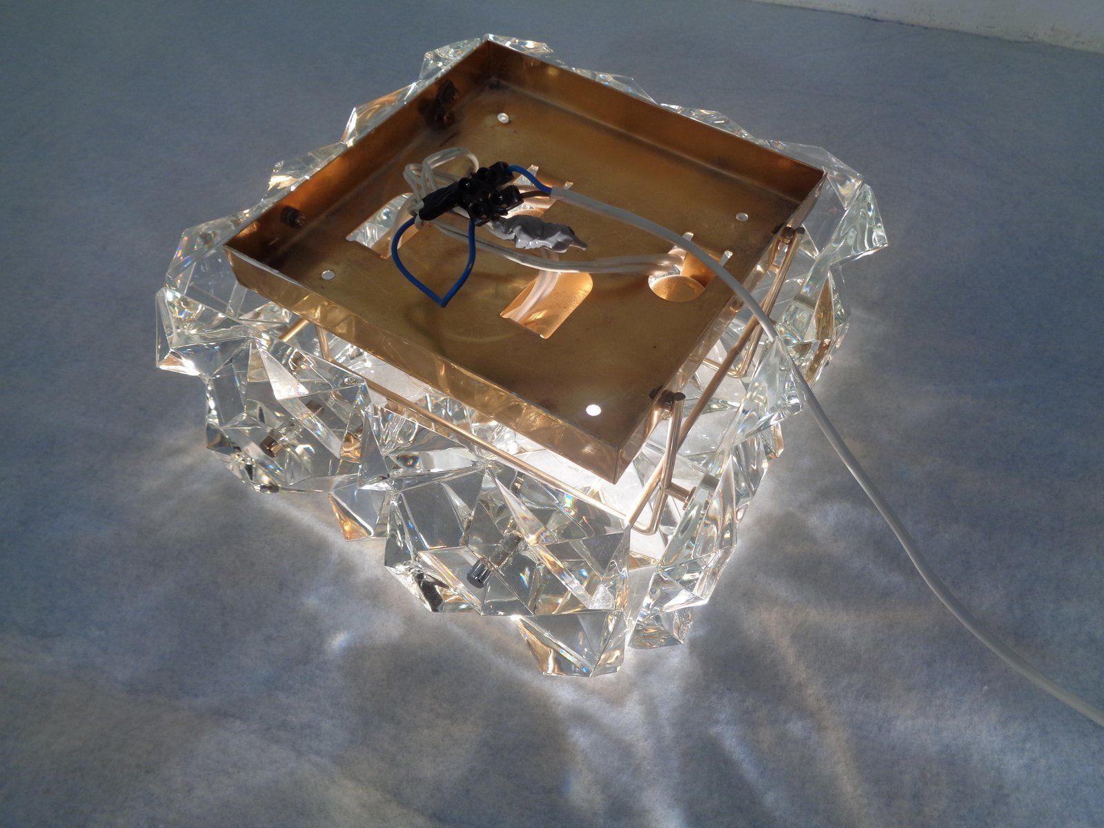 Gold Plated And Crystal Glass Flush Mount Light From Kinkeldey  1970s photo 506.0