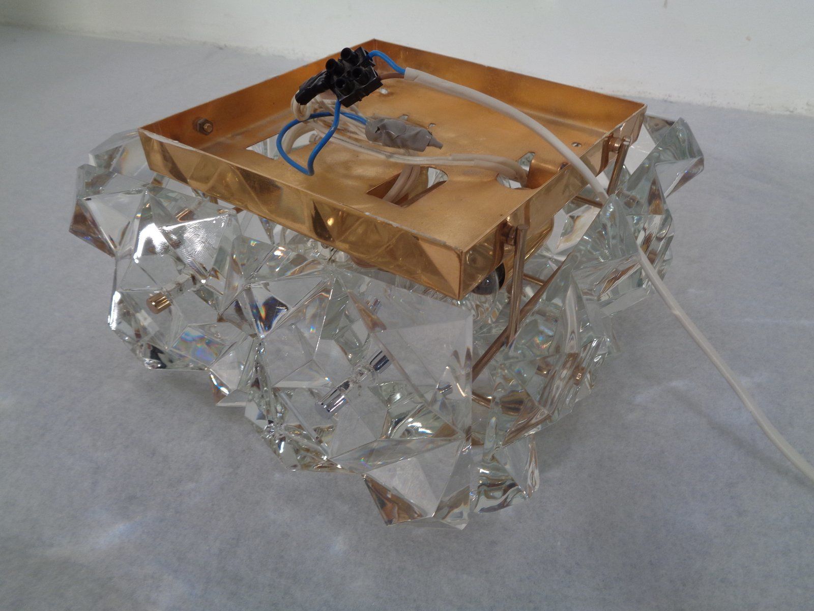 Gold Plated And Crystal Glass Flush Mount Light From Kinkeldey  1970s photo vinterior