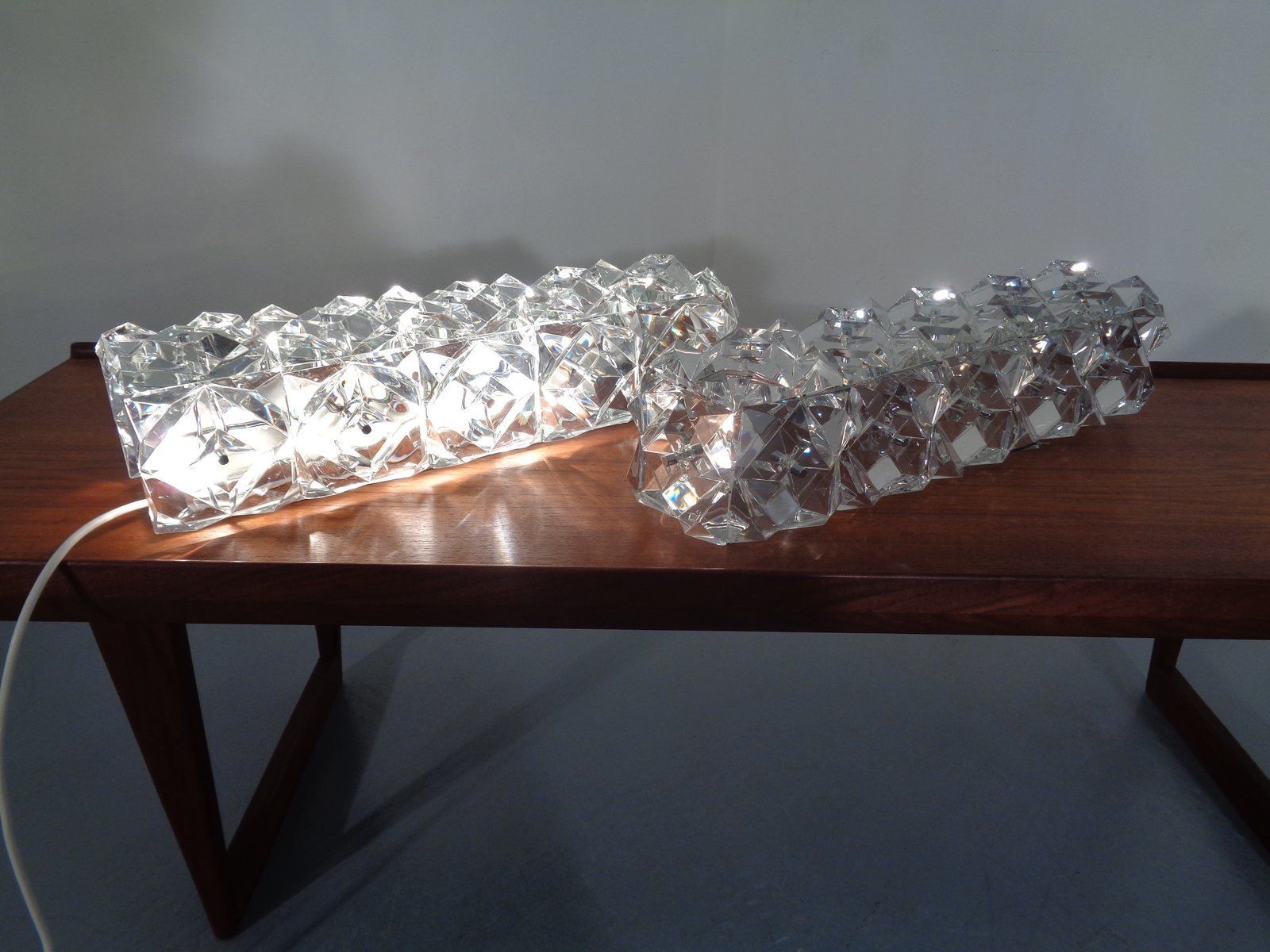 Chrome Plated And Crystal Glass Flush Mount Wall Lights From Kinkeldey 1970s Set Of 2 photo 915.0