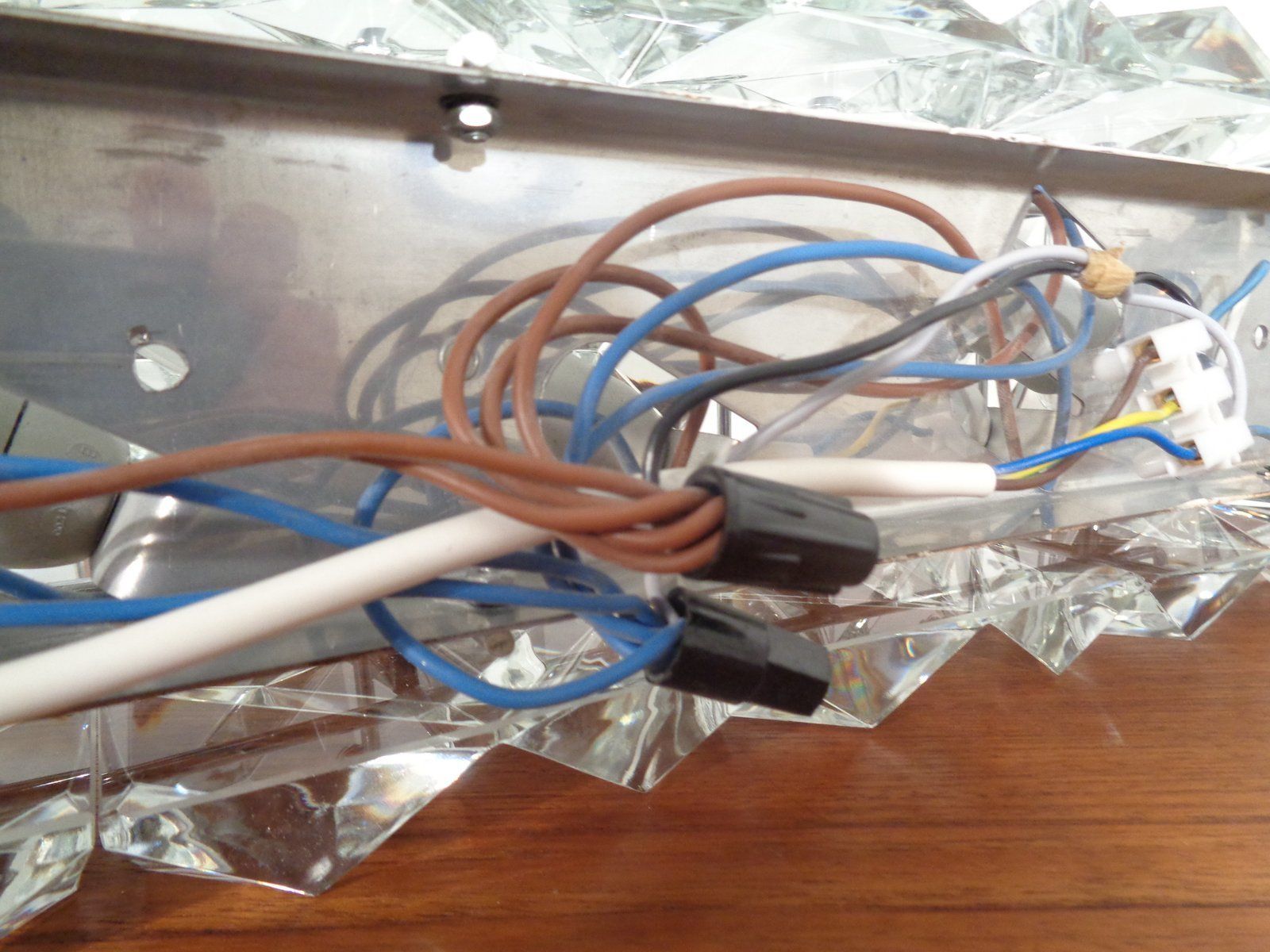 photo vinterior Chrome Plated And Crystal Glass Flush Mount Wall Lights From Kinkeldey 1970s Set Of 2