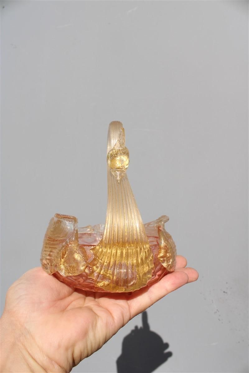 Archimede Seguso 1940s Swan Shaped Murano Glass Bowl With Gold Dust Italian photo furniture