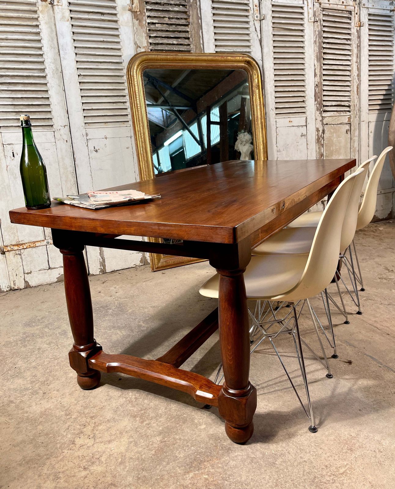 Antique French Provincial Farmhouse Oak Extending Refectory Dining Table Circa 1890 photo vintage