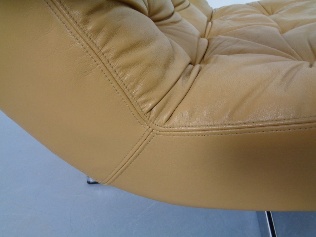 1470.0 Leather Swivel Easy Chair And Ottoman 1970s  Set Of 2 photo