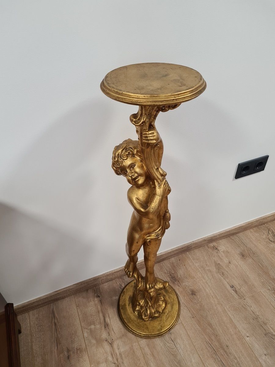 Gold Wooden Pillar With Angel Motif photo furniture