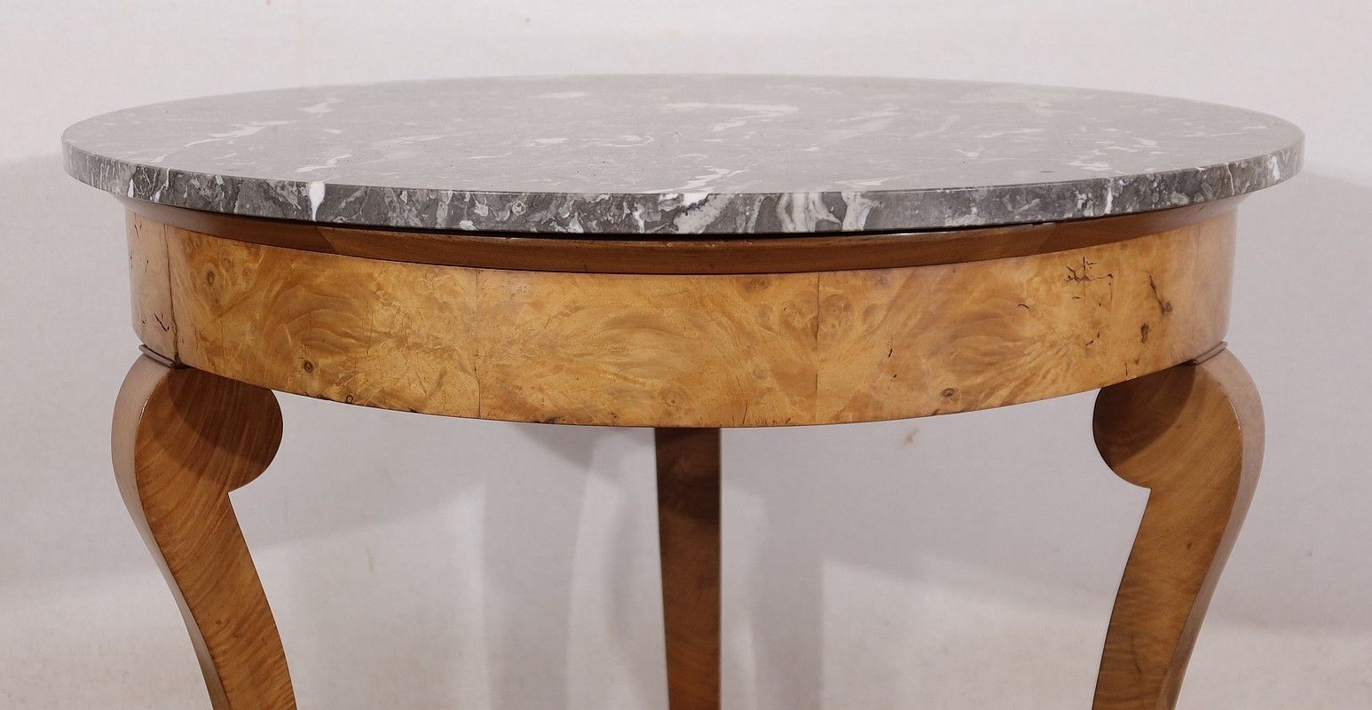 Pedestal Table In Walnut And Marble, Restoration Period, Early 19th Century photo buy
