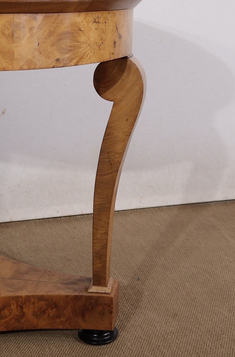 photo furniture Pedestal Table In Walnut And Marble, Restoration Period, Early 19th Century