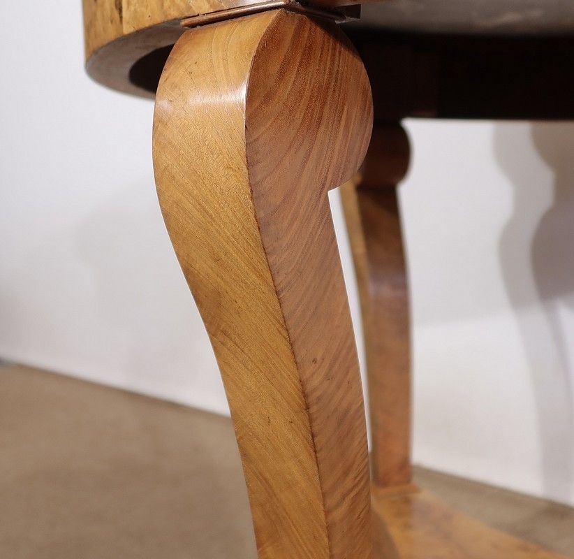 photo for sale Pedestal Table In Walnut And Marble, Restoration Period, Early 19th Century