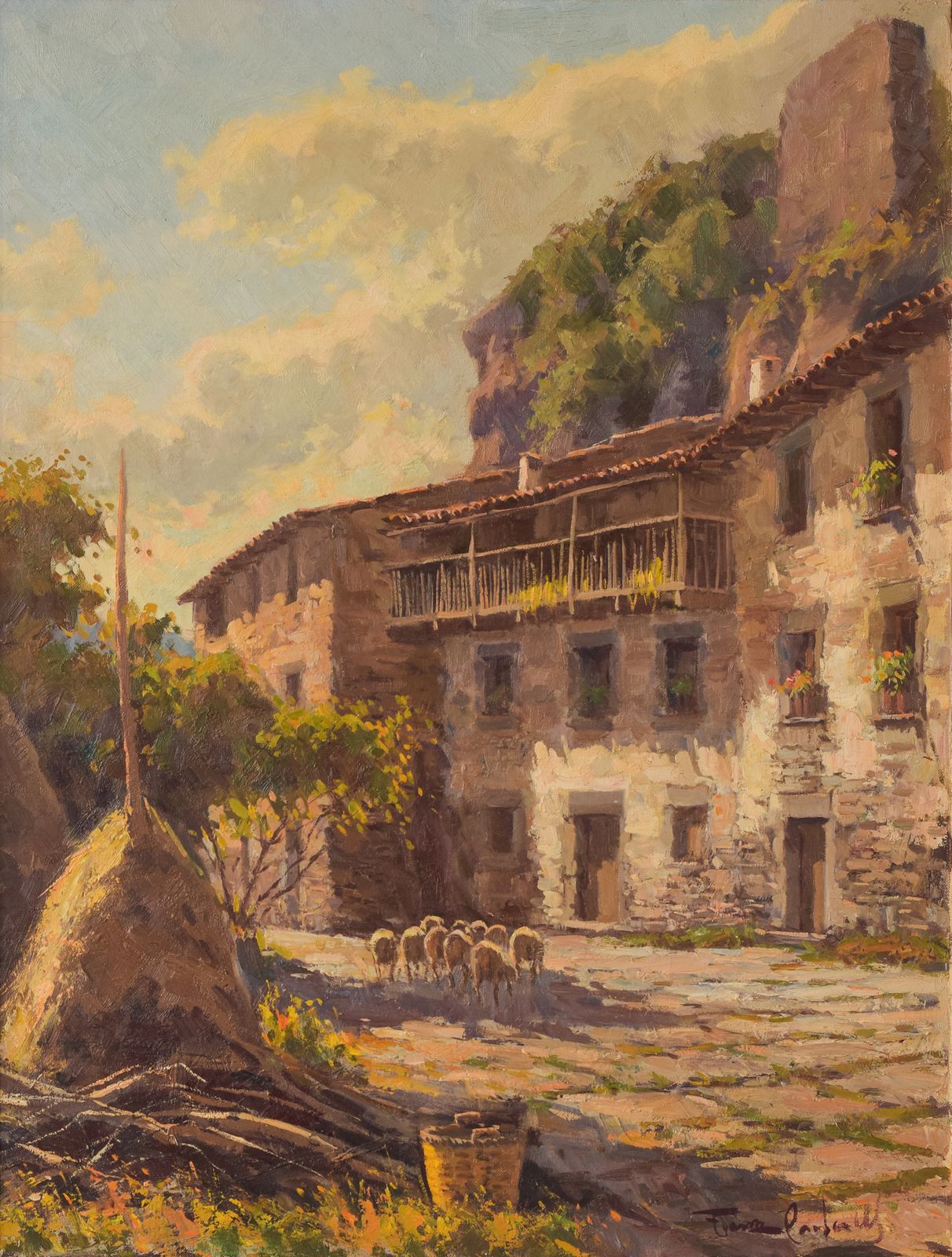 Francesc Carbonell Massabe   Farmyard With Sheep