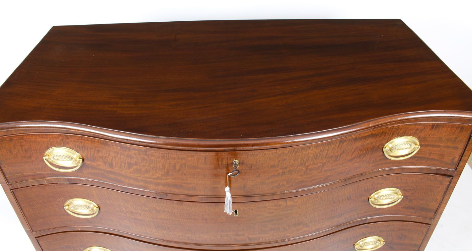 Antique George III Serpentine Flame Mahogany Chest Drawers  18th Century photo for sale