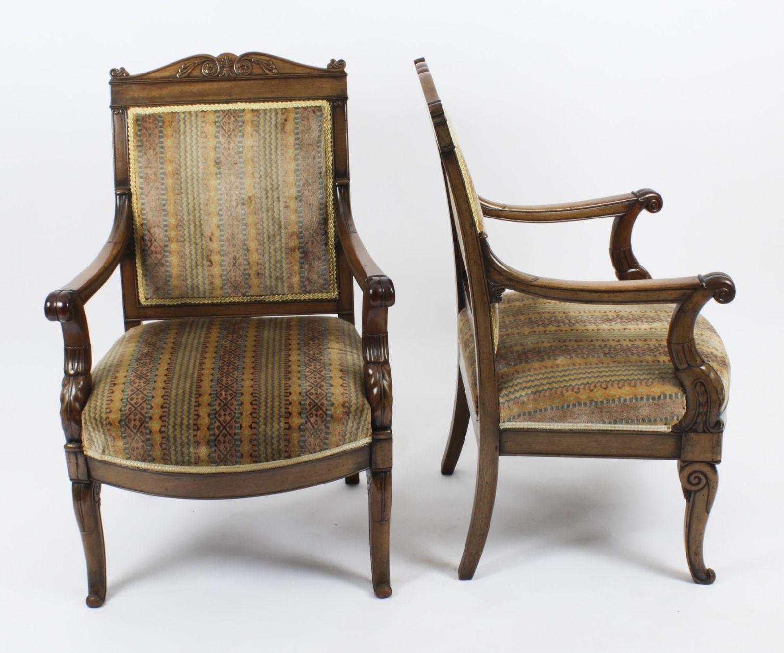 Antique Pair French Empire Armchair Fauteuils C.1880 19th C photo furniture