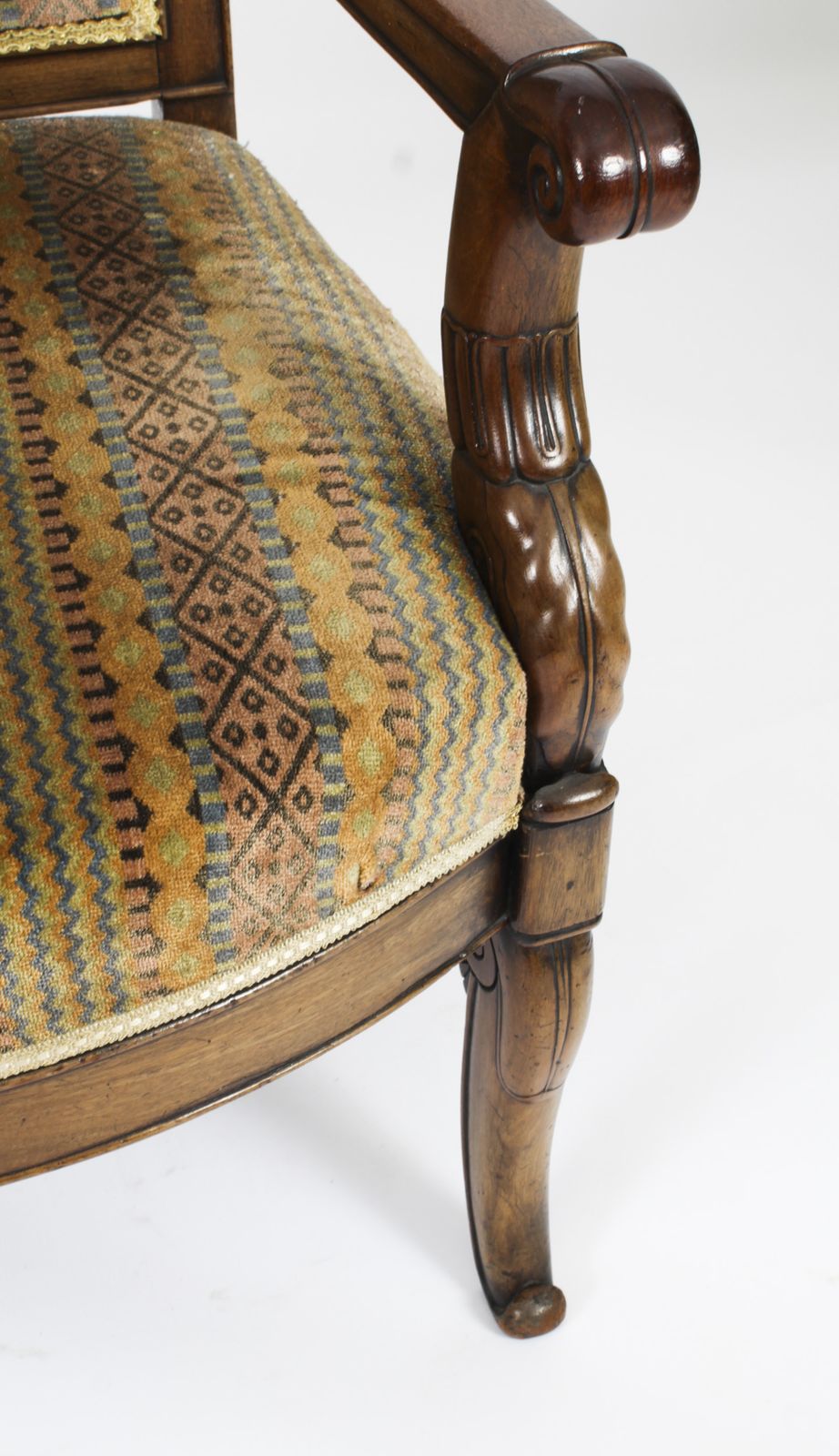 Furniture Antique Pair French Empire Armchair Fauteuils C.1880 19th C photo