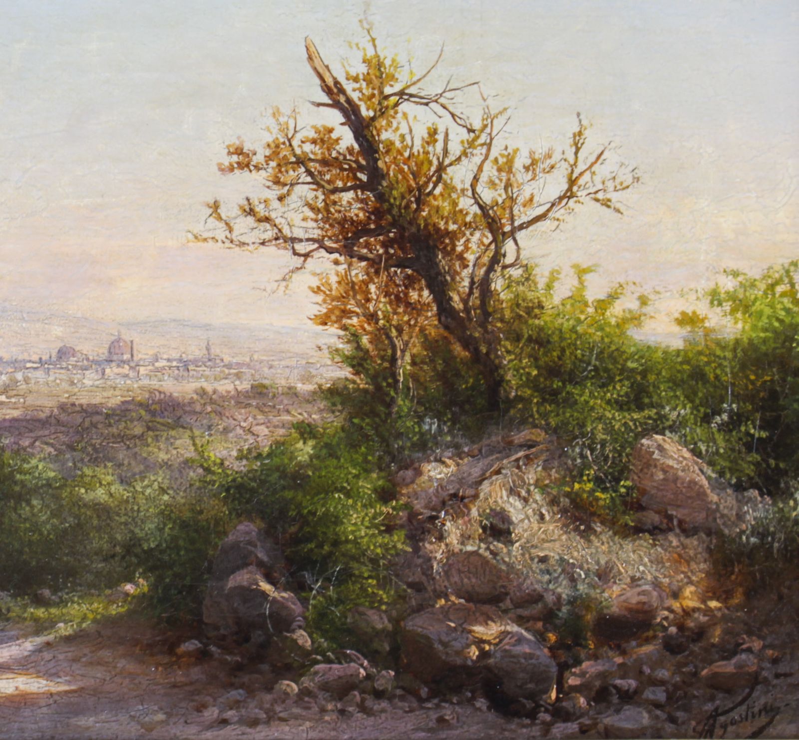 Antique Italian Landscape Oil Painting Guido Agostini 19thc photo 1875.0