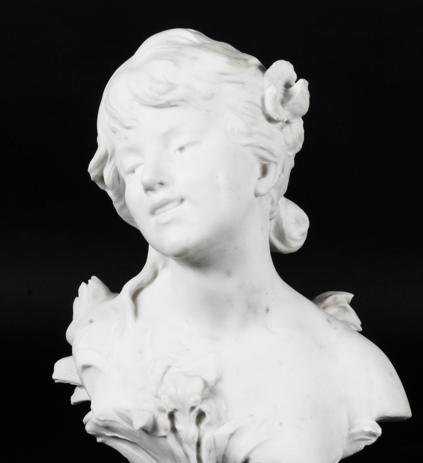 Antique Carrara Marble Portrait Bust By Auguste Moreau Circa 1890 photo furniture