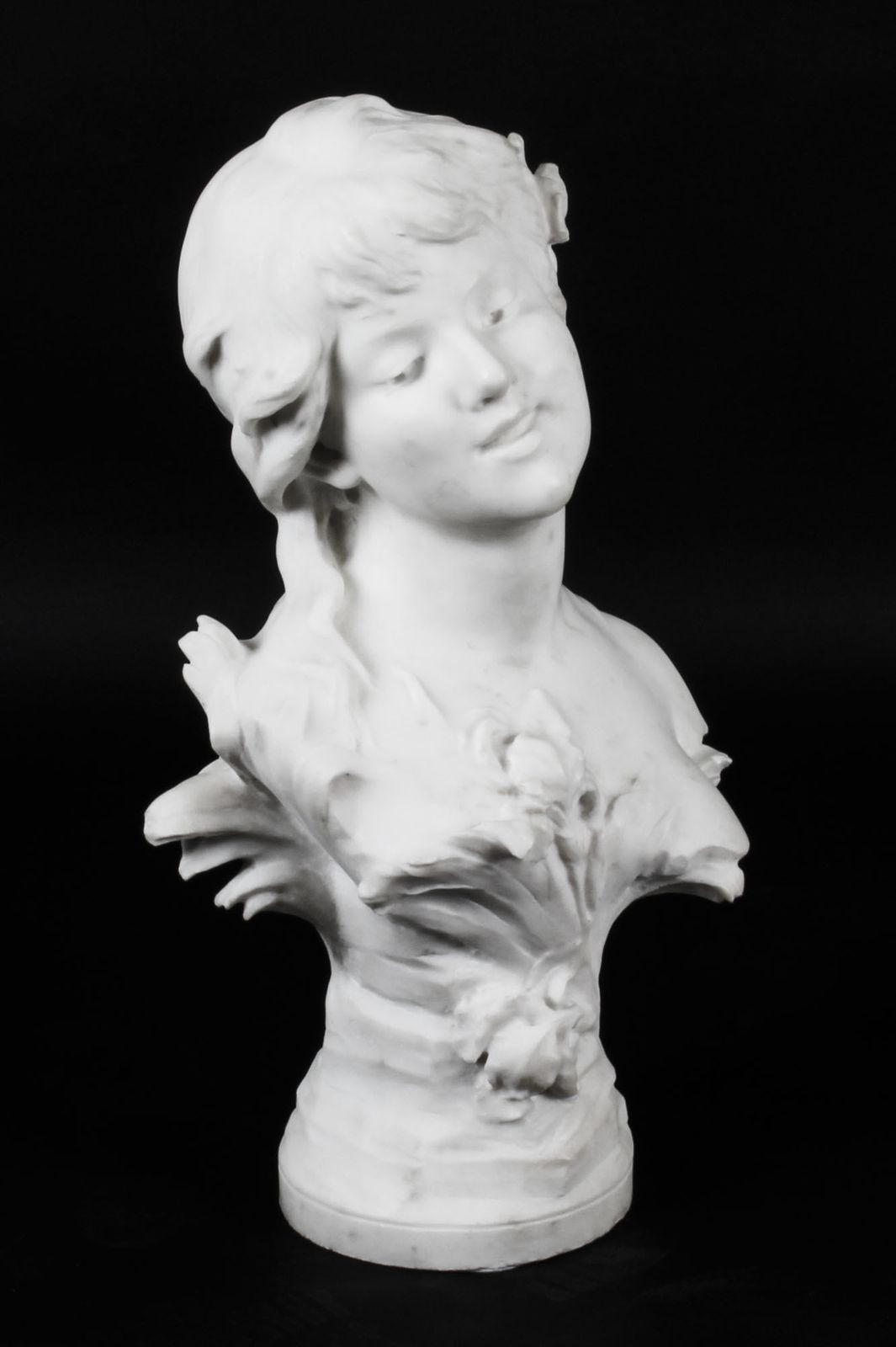 Antique Carrara Marble Portrait Bust By Auguste Moreau Circa 1890 photo vintage