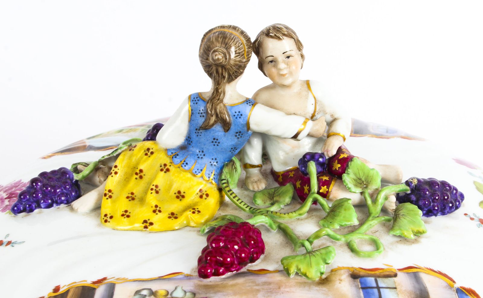 Magnificent Dresden Style Hand Painted Porcelain Tureen Late 20th Century photo 550.0