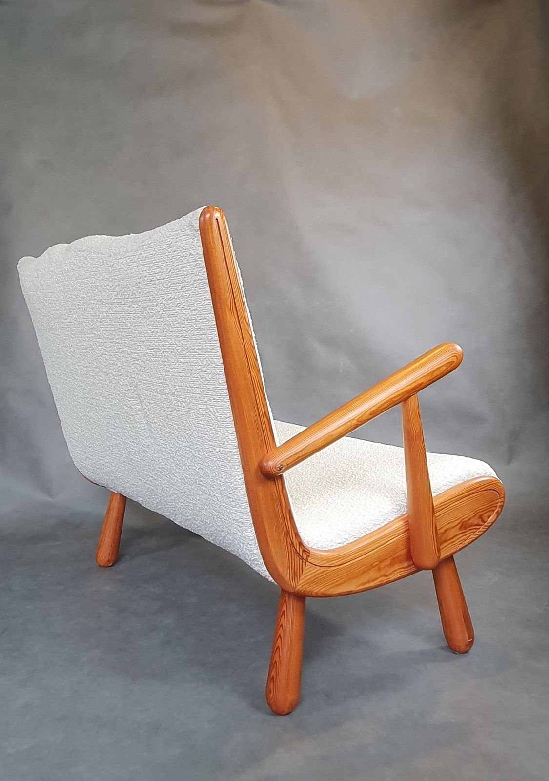 Two Seater Sofa In Bouclé Fabric And Oak, Attributed To Philip Arctander, Scandinavian Mid Century 1950s photo vinterior
