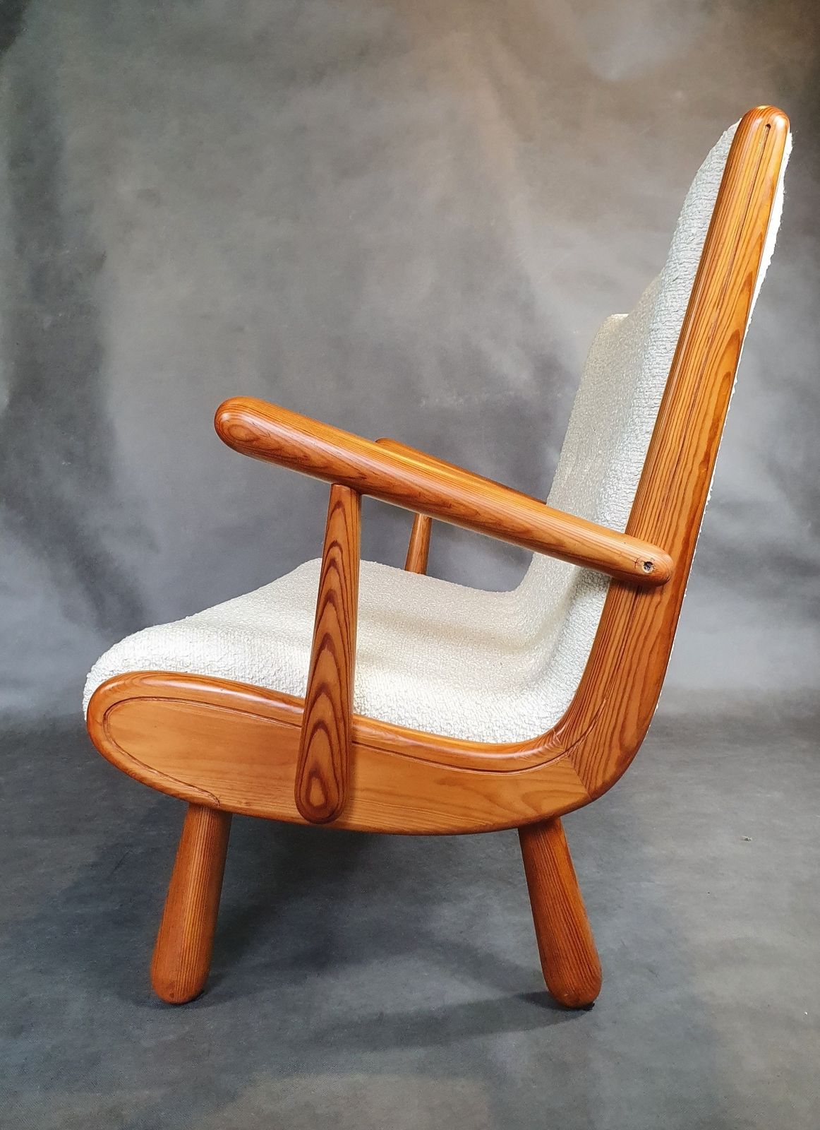 Two Seater Sofa In Bouclé Fabric And Oak, Attributed To Philip Arctander, Scandinavian Mid Century 1950s photo buy