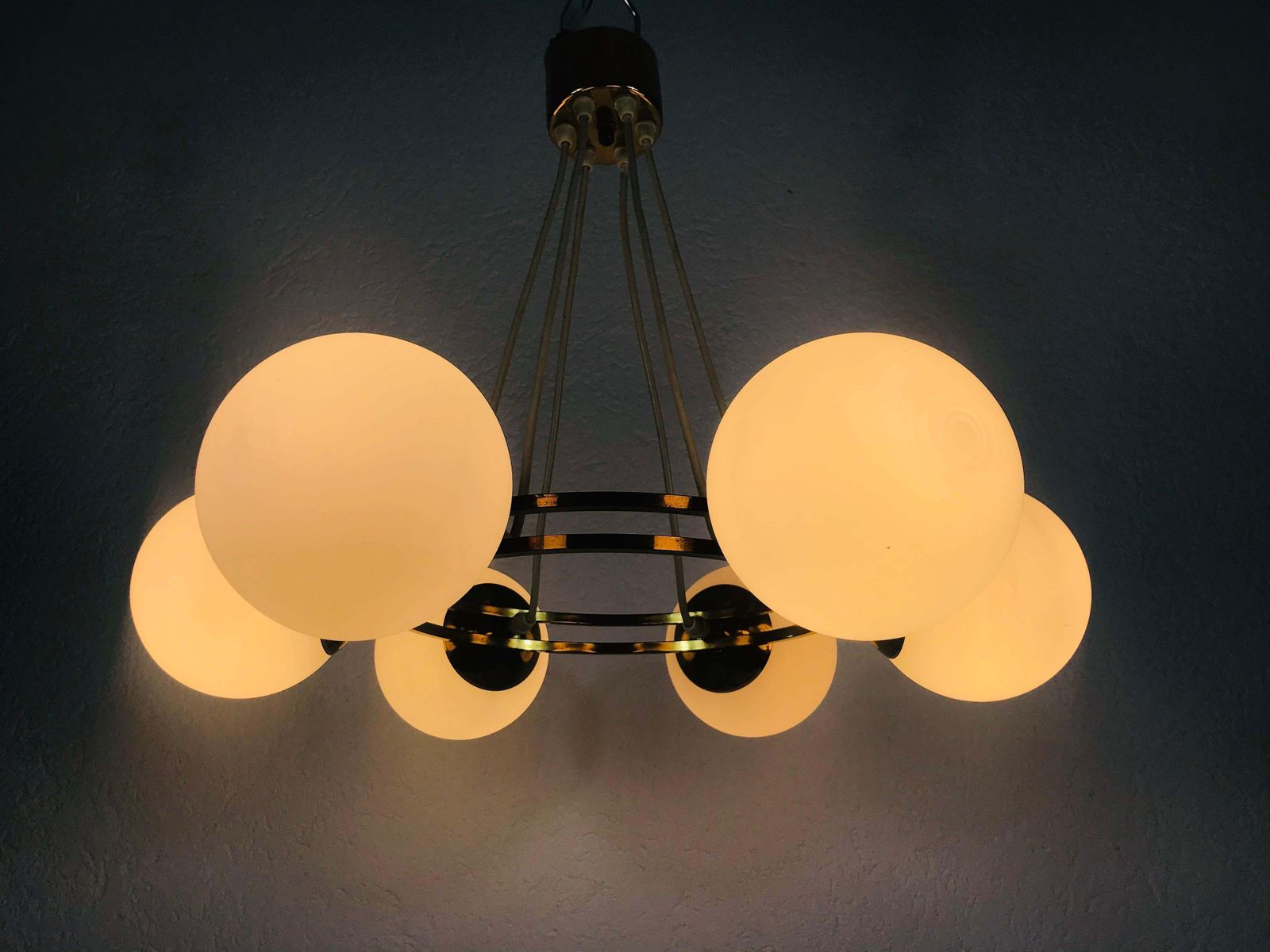 Mid Century Modern Golden Kaiser 6 Arm Space Age Chandelier, 1960s, Germany photo buy
