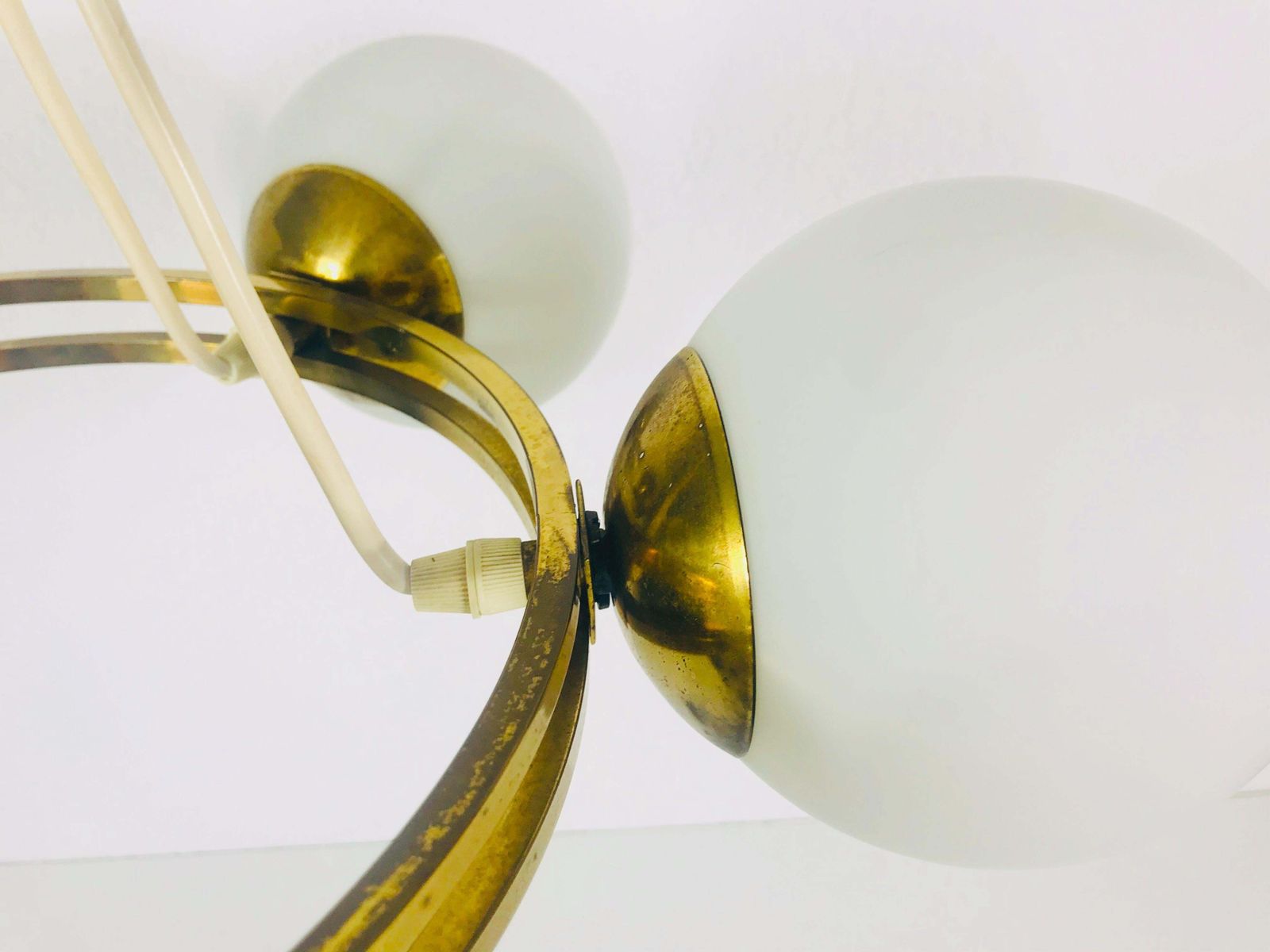 photo furniture Mid Century Modern Golden Kaiser 6 Arm Space Age Chandelier, 1960s, Germany
